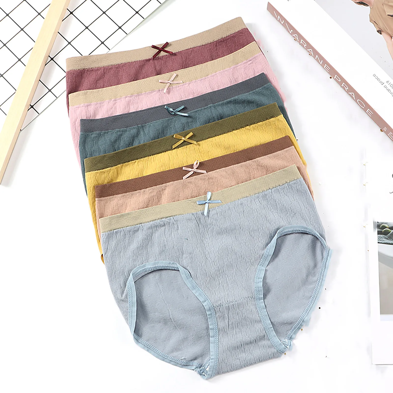 

Women Panties Ladies Fresh Style Bow Underwear Mid-waist Girl Briefs Breathable Female lingerie